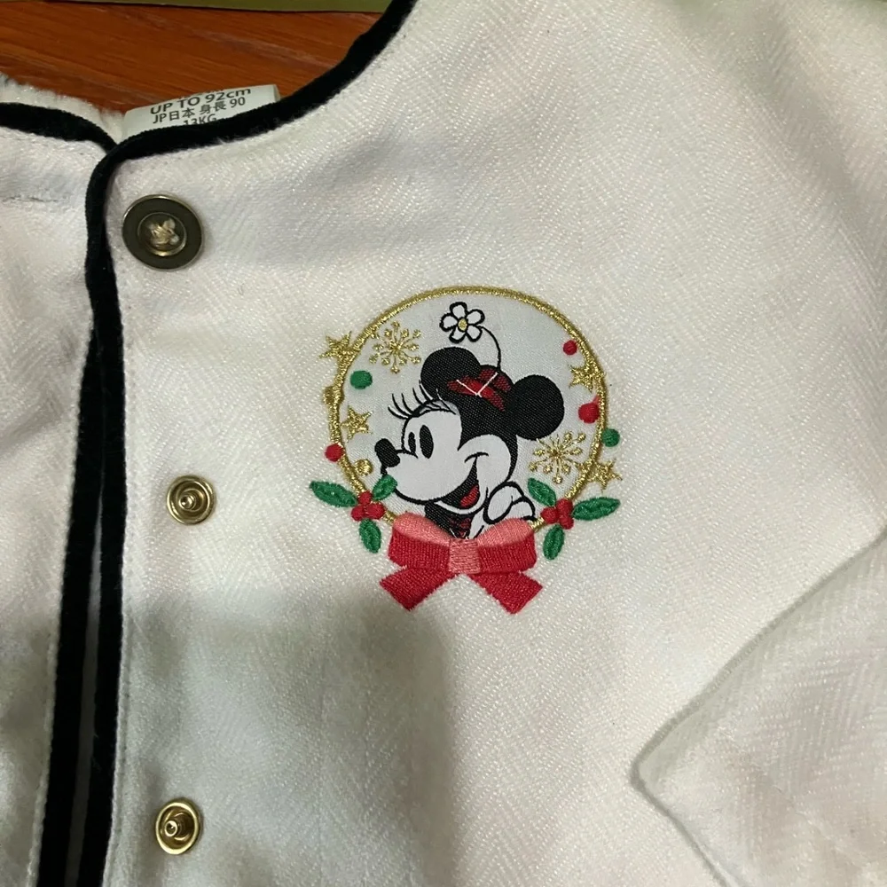 NWT Disney Store Baby White Cardigan w/Minnie Mouse Size 18-24 months faux fur